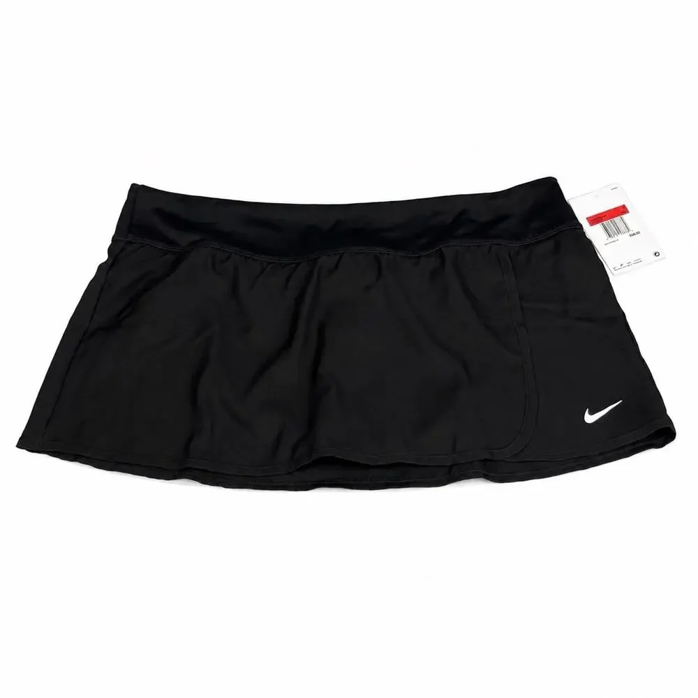 Nike Women’s Swim Skort Black Size L Athletic Swim Skirt Built-In Brief NWT